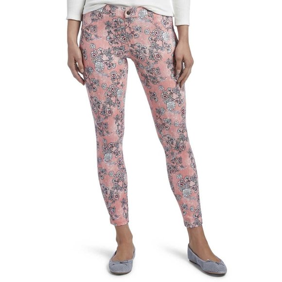 HUE U18745 Essential Denim SKIMMER Legging Jegging MINI FLORAL Coral Bliss (XS) - Picture 1 of 2